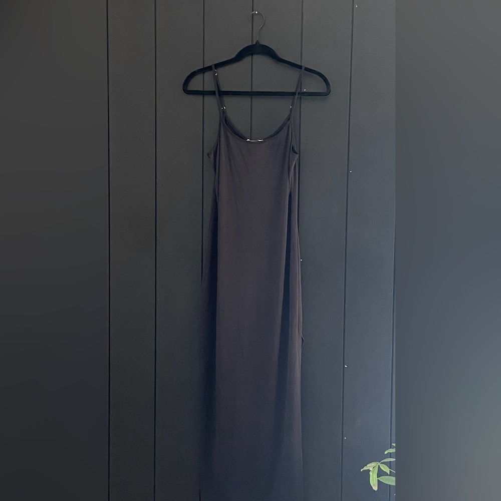 90’s Black Slip Dress with slit